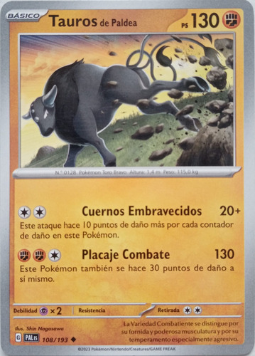 Pokémon Tcg Tauros De Paldea 108/193 (español)