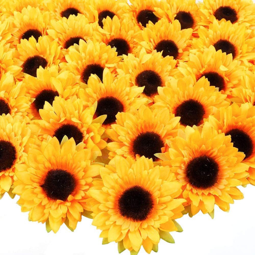 Flores Artificiales De Seda. Pack De 32 (girasoles)