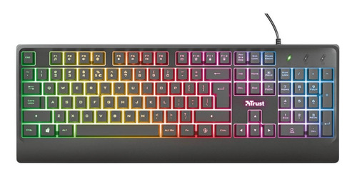 Teclado Gamer Trust Ziva Qwerty Español  Luz Rgb Open Box