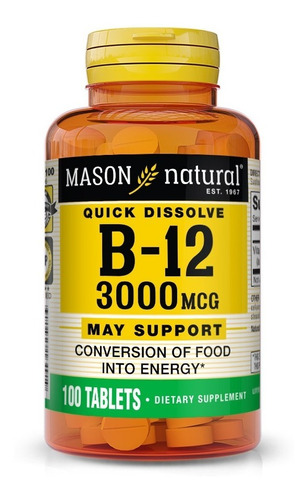 Mason Natural | Vitamin B12 | 3000mcg | 100 Tablets 