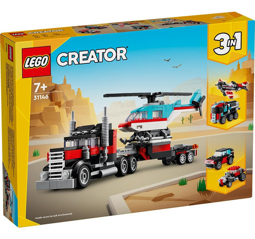 Lego Creator Camión Plataforma Con Helicóptero