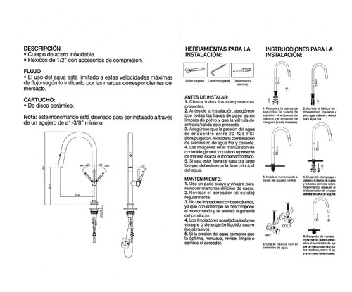 Imagen 4 de 5 de Llave Monomando Fregadero Tarja Retráctil Pre Lavado Satin
