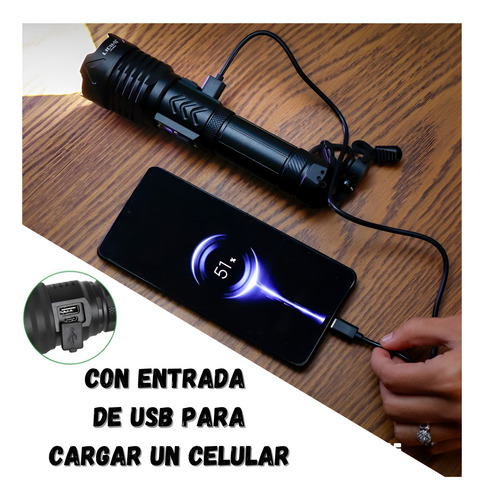 Linterna De Mano Profesional Con + De 300 Metros De Alcance Blanco Negro