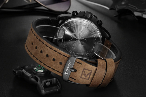 Reloj Curren Hombre Elegante Pulsera Cuero Cuarzo Cronógrafo