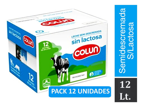 Leche Semi Descremada Sin Lactosa  1 Lt Colun, Pack 12