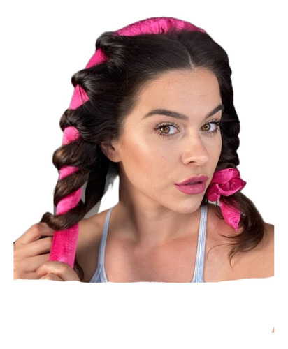 Ondas Sin Calor Rizador Manual Rizos Y Brocha Pelo Regalo Fucsia