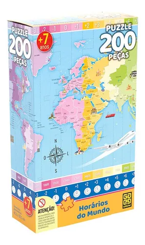 comprar Quebra Cabeça Puzzle Horários Do Mundo 200 Peças Grow