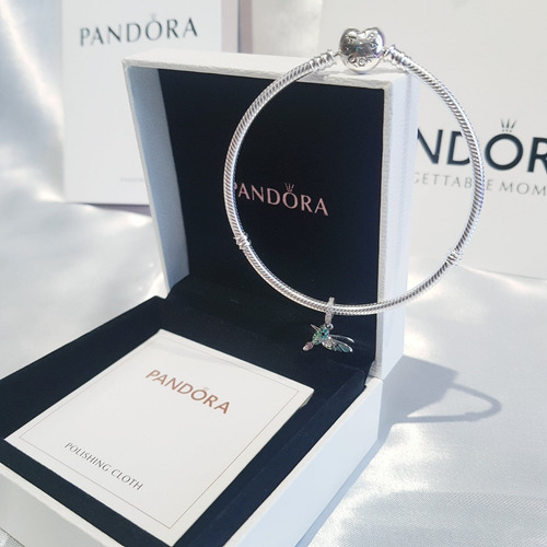 Imagen 8 de 10 de Pulsera Pandora Corazón Original Ale + Charm Picaflor Plata
