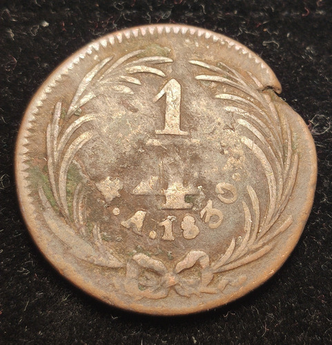 Moneda 1/4 Un Cuarto De Real 1830. En Cobre. (Usado)