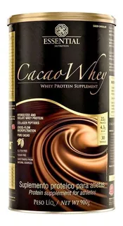 Suplemento em pó Essential Nutrition Cacao Whey proteína sabor chocolate em lata de 900g