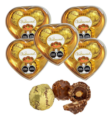 Vollmond Chocolate 3 Corazón De 3pz C/u Oblea Maní Cacao