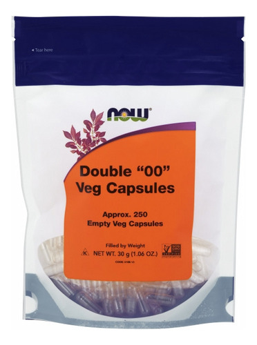 Cápsulas Vegetarianas Vacías Now Foods, 250 Cápsulas Vegetar