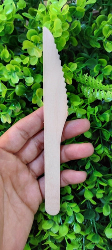 Cuchillo Madera Bambú Ecológico Descartable Cubiertos 16cm