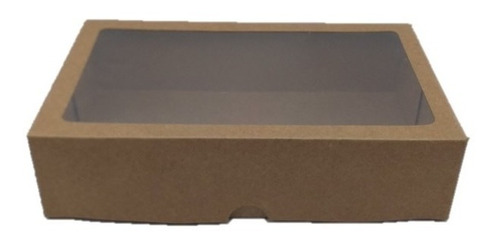 Imagem 4 de 4 de 30 Caixas Kraft De Presente 20x12x5cm C/visor Retangulares