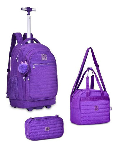 Kit Mochila Rodas,estojo,lancheira Rebecca Bonbon Roxa- Clio