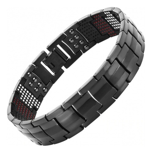 Pulseira Magnet Aço Inox Prata Filetes Ouro 18k Original