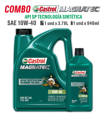 Aceite Castrol Magnatec 10w40 Combo Semi 5 Qts / 4.73 Lts