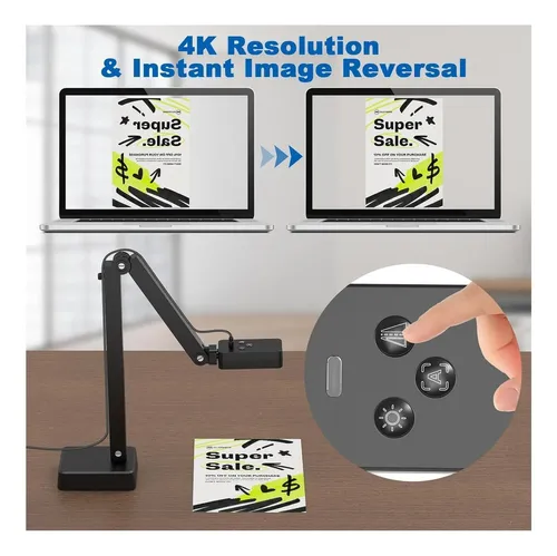 Cámara De Documentos USB 4K De 16MP, Plegable Y Con Micrófono Para Conferencias Y Demostraciones