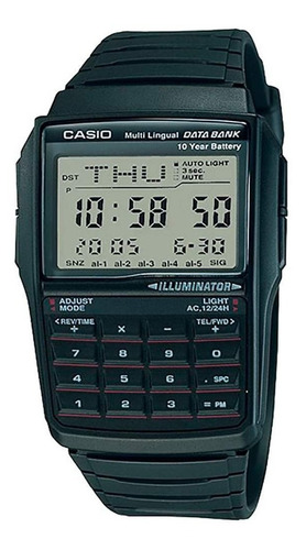 Reloj Casio Dbc-32-1a Data Bank Multilingüe Original E-watch Color de la correa Negro Color del bisel Negro Color del fondo Negro