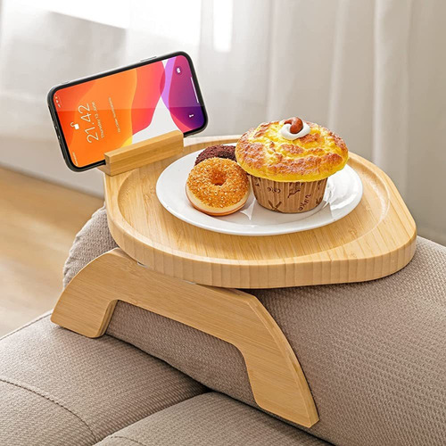 Sinwant Bamboo Sofá Bandeja De Mesa Clip En Mesa Auxiliar Br