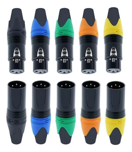 10 Conectores Xlr Canon Audio Y Dmx 5 Hembras/ 5 Machos