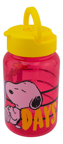 Botella De Plástico Con Pipeta Para Agua Snoopy 600 Ml