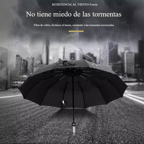 Paraguas Automático Paraguas 10 Huesos Protección Uv Color Negro