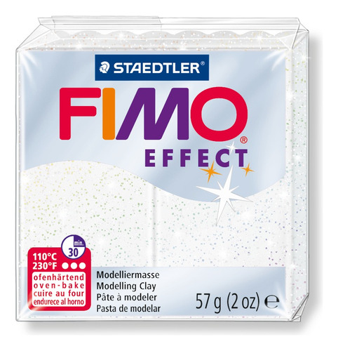 Staedtler Fimo | Massa Modelar Clay | 57g | Cores Diferentes Cor 8020-052 Glitter Branco Effect