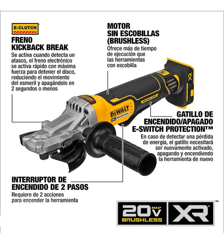 Esmeriladora Angular Xr Brushless Dewalt Dcg413fb 5 Sin Bat