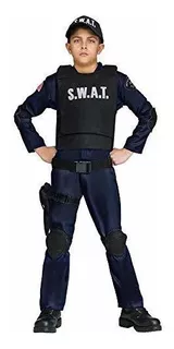 Disfraz De Comando De Swat Para Niños, M, Negro