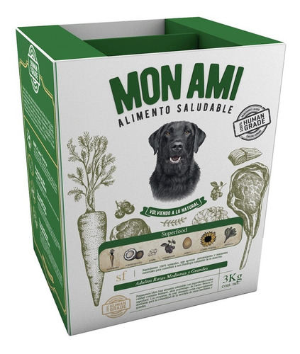 Mon Ami Alimento Superfood Perros Grandes 3 Kg + Snack