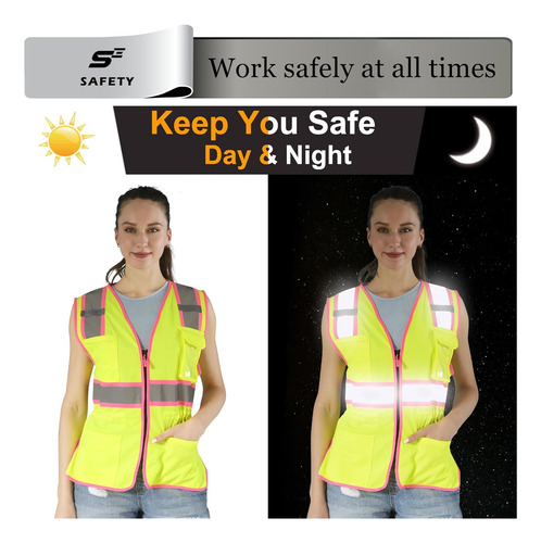 Hi Vis - Chaleco De Seguridad Para Mujer, Chaleco De Constru