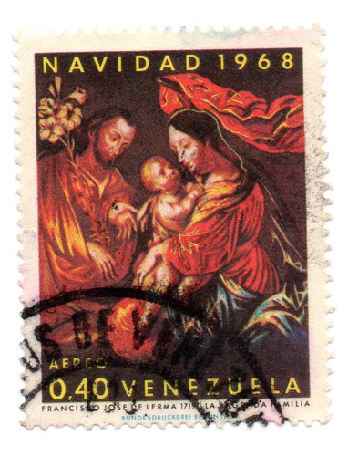Imagen 1 de 1 de Estampilla Venezuela Navidad 1968 0,40 Bs