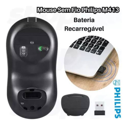 Mouse Óptico Wireless 2000 Dpi Sem Fio Recarregável Usb
