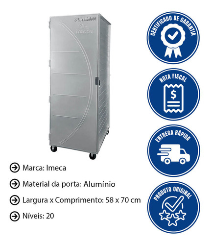 Carrinho Para Pães Câmara Para 20 Assadeira 58x70 Imeca Alum