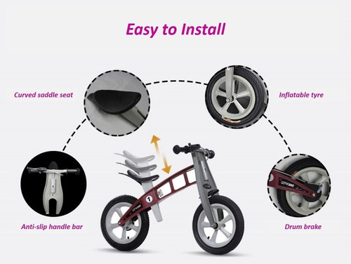 Imagen 4 de 5 de Bicicleta Balance Sin Pedal Fibra De Vidrio Llanta Neumática