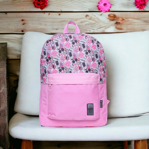 Mochila De Costas Escolar Faculdade Reforçada Feminina Cor Lilás Desenho Do Tecido Festa