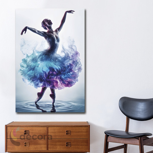 Cuadro Bailarina Ballet Mujer Vestido Color Canvas 130x90b