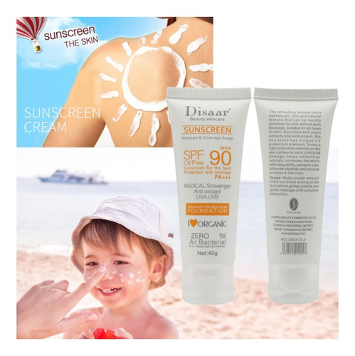 Protector Solar Disaar Sunscreen Fps90 Orgánico 40gr.