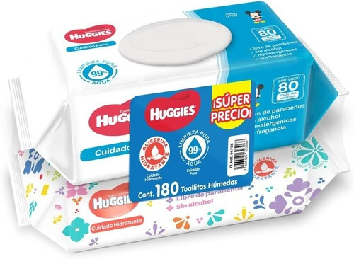 Huggies 180 Toallitas (cuidado Hidratante + Cuidado Puro