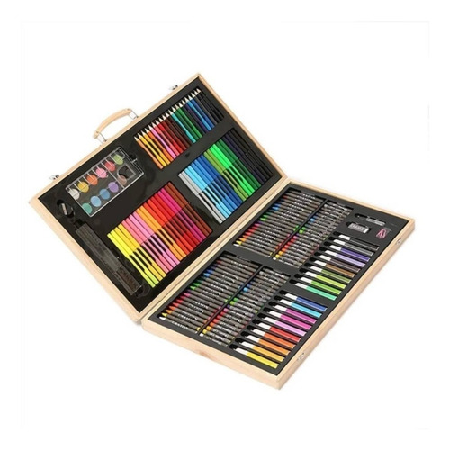 Imagen 4 de 9 de Set De Arte 180 Piezas Lápices Para Colorear + Maleta Madera