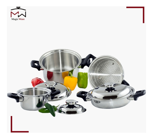 Batería De Cocina 7 Piezas Magic Ware, Gratis Envío Y Regalo