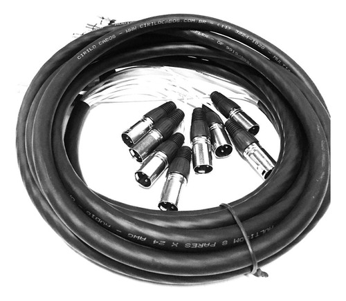 Multicabos Com Conectores Xlr 8 Vias Cirilo Cabos, 20 Mt