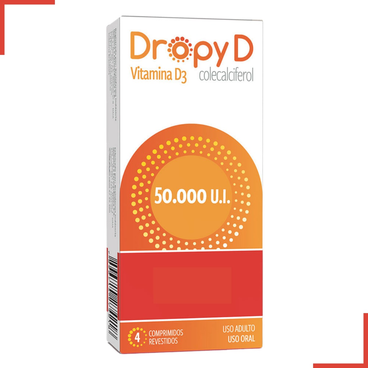 Vitamina D3 50000 Ui Dropy Colecalciferol 4 Comprimidos Parcelamento