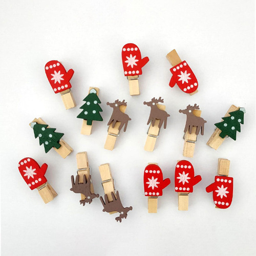 Ml 24x Clips De Madera Navideños, Soporte Para Fotos De