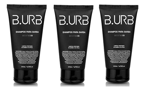 Óleo para barba B.Urb Kit 3X Shampoo Para Barba Brentwood 140Ml Barba Urbana de 140mL