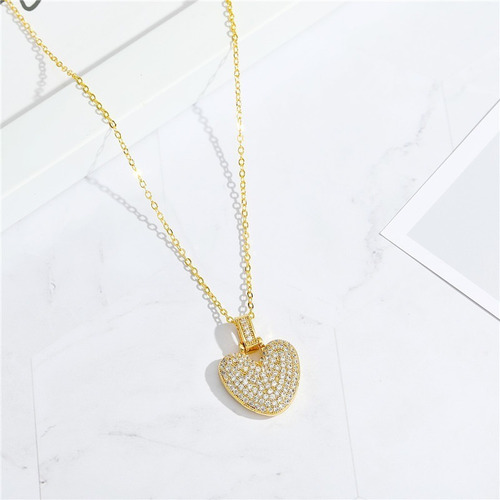 Collar De Diamantes En Forma De Corazón Con Circonitas 