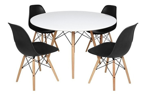 Juego De Comedor Eames Mesa 1,20m Diametro + 4 Sillas Eames