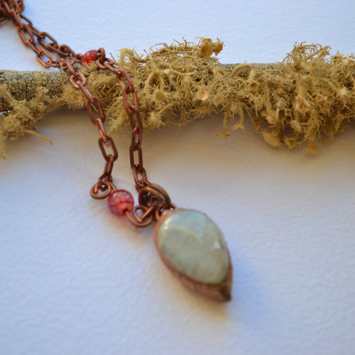Imagen 3 de 8 de Collar Piedra De La Luna, Agatas Y Cadena De Cobre, Cod1