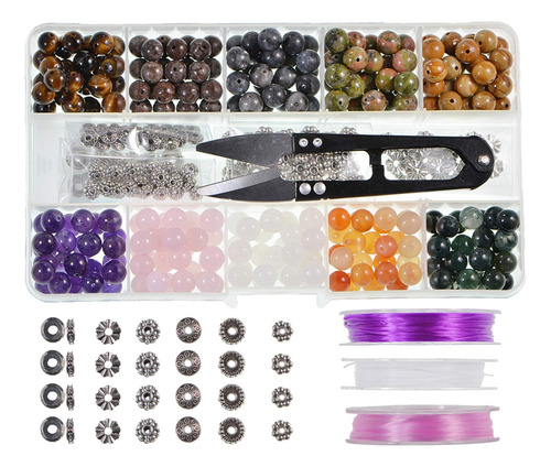 Kits De Set De Caja De Cuentas De Piedra 250pcs 8 Mm Redonde